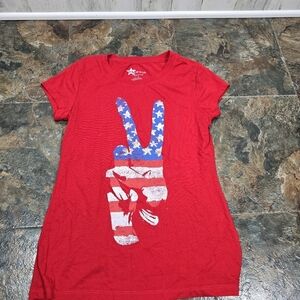 hybrid apparel peace red, white and blue short sleeve tshirt women's M